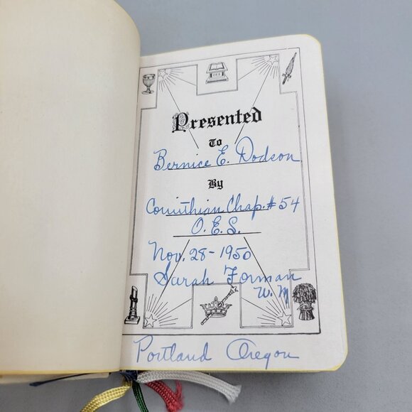 Vintage Holy Bible Order of the Eastern Star 1941 Edition Ribbons Original Box - Picture 5 of 11